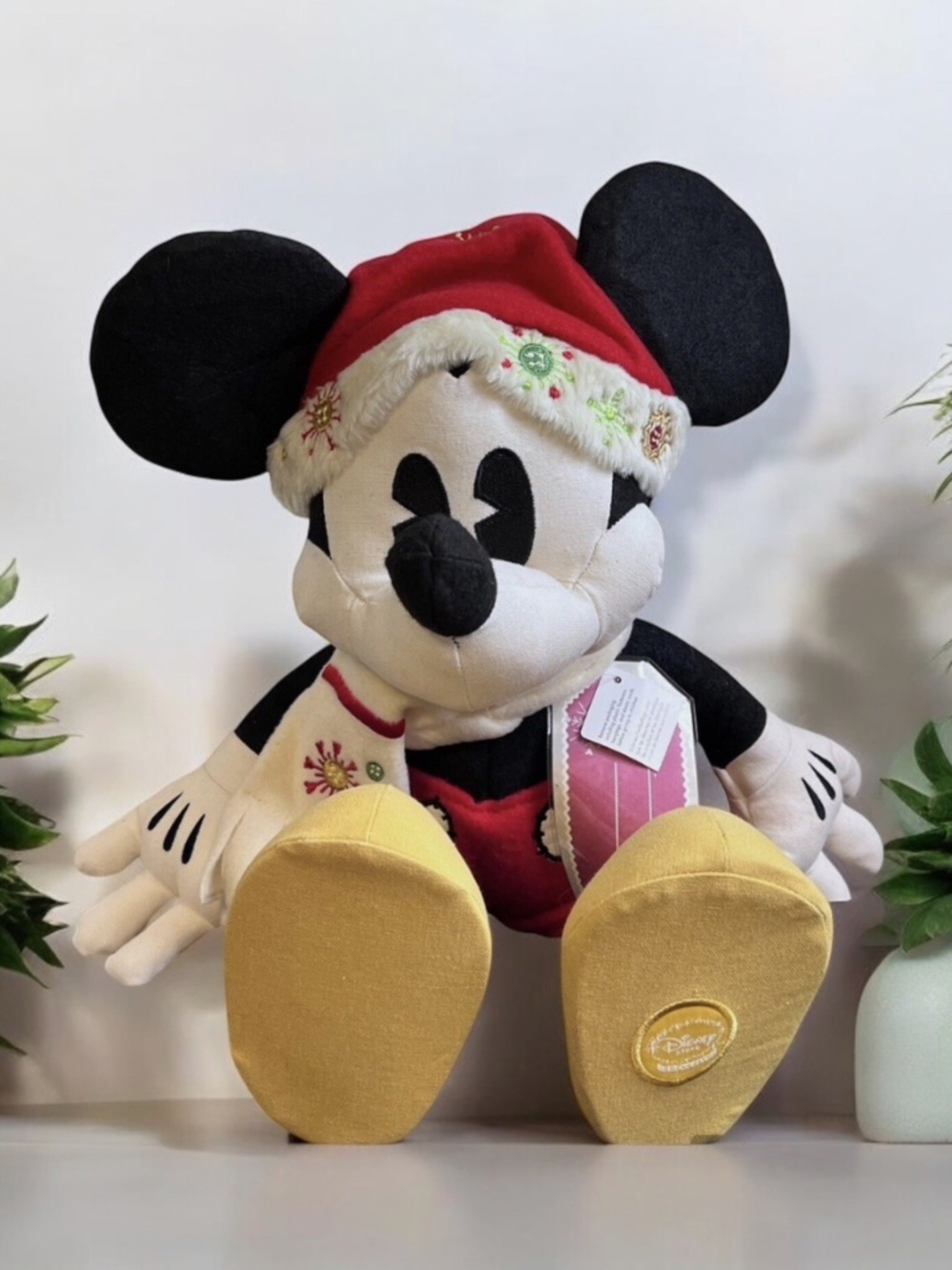 Rare Vintage Disney Store Exclusive Holiday MICKEY MOUSE 16" Plush Pie Eyed